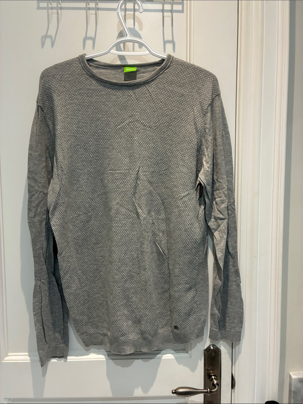 Hugo Boss Gray Textured Long Sleeve Top 👵MT